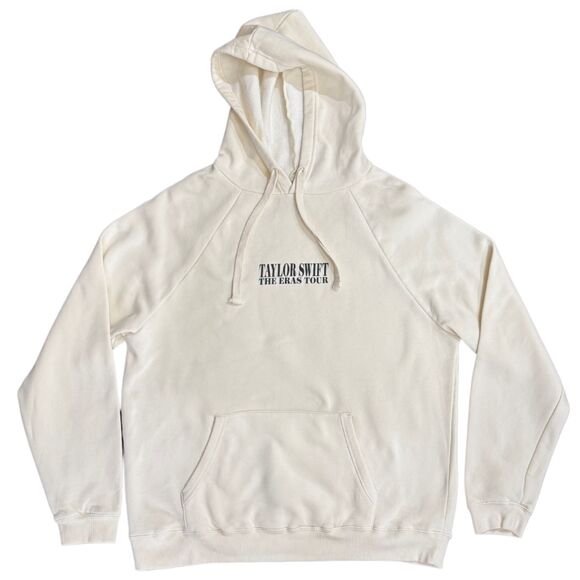 RARE 2024 Authentic Eras Tour Beige Cream Hoodie Black Logo Taylor Swift Large - Picture 5 of 6